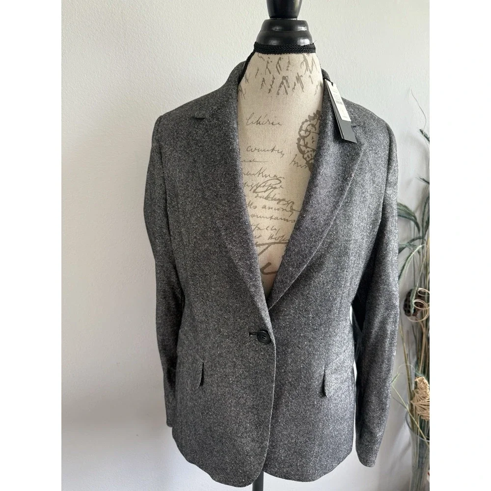 Talbots Women's Grace Fit Flatteringly Classic‎ Gray Blazer Jacket Size 10 NWT